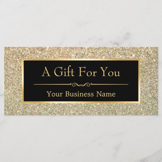 Black Gold Glitter Sparking Gift Certificate Kaart (Voorkant)