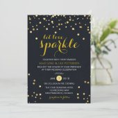 Black Gold Glitter Sparkle Wedding uitnodiging (Staand voorkant)