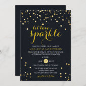 Black Gold Glitter Sparkle Wedding uitnodiging (Voorkant / Achterkant)