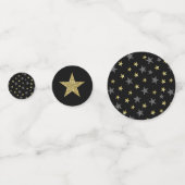 Black & Gold Glitter Stars Hollywood Party Confetti (Voorkanten)
