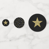 Black & Gold Glitter Stars Hollywood Party Confetti (Achterkanten)