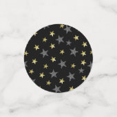 Black & Gold Glitter Stars Hollywood Party Confetti (Kleine voorkant)