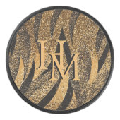 Black Gold Glitter Tiger Pattern Initials Hockey Puck (Voorkant)