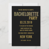 Black Gold Glitter Typography Bachelorette Invite Kaart (Voorkant)
