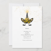 Black Gold Glitter Unicorn AFSTUDEREN MENU Kaart (Achterkant)