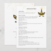Black Gold Glitter Unicorn AFSTUDEREN MENU Kaart (Voorkant / Achterkant)