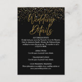 Black & Gold Glitter Wedding Details Kaart (Voorkant)
