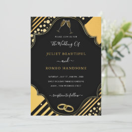 Black Gold Glitter Wedding Invitation Sjabloon