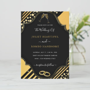 Black Gold Glitter Wedding Invitation Sjabloon