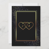 Black Gold Glitter Wedding Invitation Sjabloon (Achterkant)
