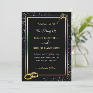 Black Gold Glitter Wedding Invitation Sjabloon