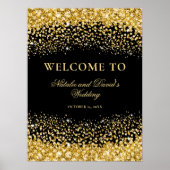 Black Gold Glitter Welkom bruiloft Poster (Voorkant)