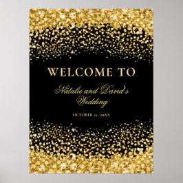 Black Gold Glitter Welkom bruiloft Poster