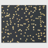 Black Gold Glitter Yellow Stippen Patroon Cadeaupapier (Vlak)