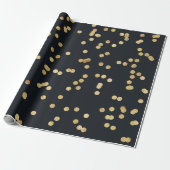 Black Gold Glitter Yellow Stippen Patroon Cadeaupapier (Uitgerold)