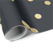 Black Gold Glitter Yellow Stippen Patroon Cadeaupapier (Rol Hoek)