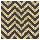 Black Gold Glitter Zigzag Stripes Chevron Pattern Stof (Close Up)