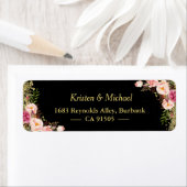 Black Gold Glitters Pink Floral Etiket (Insitu)