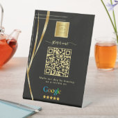 Black Gold Google Reviews Zakelijk Link QR Code   Reclamebord Met Voetstuk (Insitu)