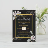 Black Gold gothic Dusty White flower waterverf Kaart (Staand voorkant)