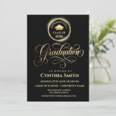 Black & Gold Graduation Invitation | Class of 2026 Kaart (Staand voorkant)
