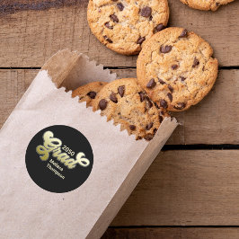 Black Gold Graduation Party Favoriet Aangepast Ronde Sticker