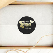 Black Gold Graduation Party Favoriet Aangepast Ronde Sticker