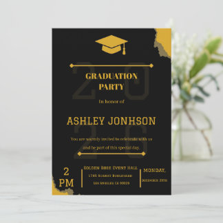 Black Gold Graduation Party Invitation 2026   Feestdagenkaart