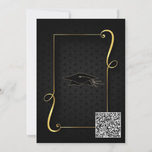 Black Gold Graduation Party Uitnodiging en QR-code
