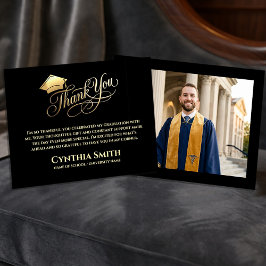 Black & Gold Graduation Thank You Card  Bedankkaart