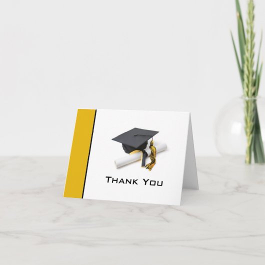 Black & Gold Graduation Thank You Note Card Bedankkaart (Voorkant)