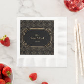 Black Gold Great Gatsby Art Deco 1920s Wedding Servetten (Insitu)