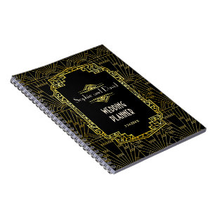 Black & Gold Great Gatsby Art Deco Weddingplanner Notitieboek