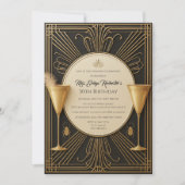 Black Gold Great Gatsby Milestone Verjaardag Kaart (Voorkant)