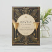 Black Gold Great Gatsby Milestone Verjaardag Kaart (Staand voorkant)