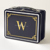 Black & Gold Greek Key Monogrammen (Voorkant)