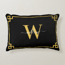 Black & Gold Greek Key Monogrammen