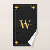 Black & Gold Greek Key Monogrammen Bad Handdoek (Handdoek)