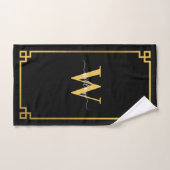 Black & Gold Greek Key Monogrammen Bad Handdoek (Handdoek)