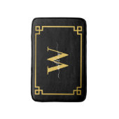 Black & Gold Greek Key Monogrammen Badmat (Voorkant Verticaal)