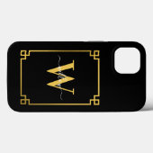Black & Gold Greek Key Monogrammen Case-Mate iPhone Case (Achterkant (horizontaal))