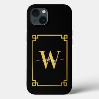 Black & Gold Greek Key Monogrammen