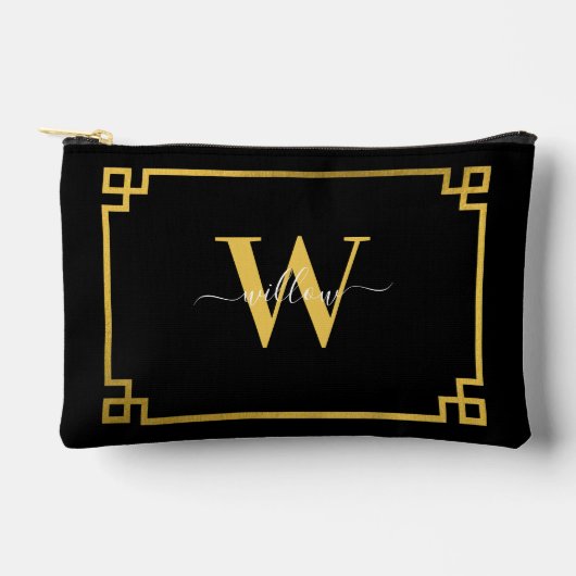 Black & Gold Greek Key Monogrammen Etui (Voorkant)