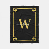 Black & Gold Greek Key Monogrammen Fleece Deken (Voorkant)