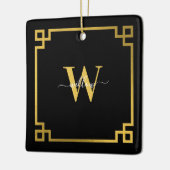 Black & Gold Greek Key Monogrammen Keramisch Ornament (Links)