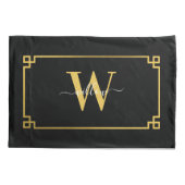 Black & Gold Greek Key Monogrammen Kussensloop (Achterkant-Links)