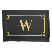 Black & Gold Greek Key Monogrammen Kussensloop (Voorkant-Links)