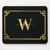 Black & Gold Greek Key Monogrammen Muismat (Voorkant)