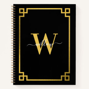 Black & Gold Greek Key Monogrammen Notitieboek