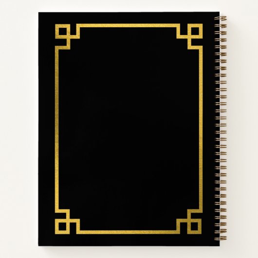 Black & Gold Greek Key Monogrammen Notitieboek (Achterkant)
